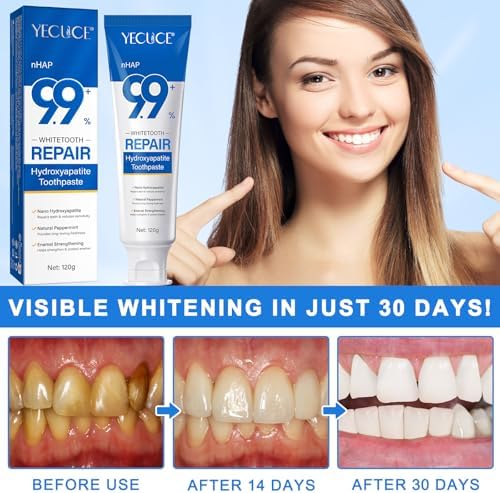 2PCS 9.9% Hydroxyapatite Toothpaste for Enamel Repair and Tooth Strengthening, Nano Hydroxyapatite Remineralizing Toothpaste, Fluoride Free Gentle Whitening Tooth paste for Sensitive Teeth, Fresh Mint
