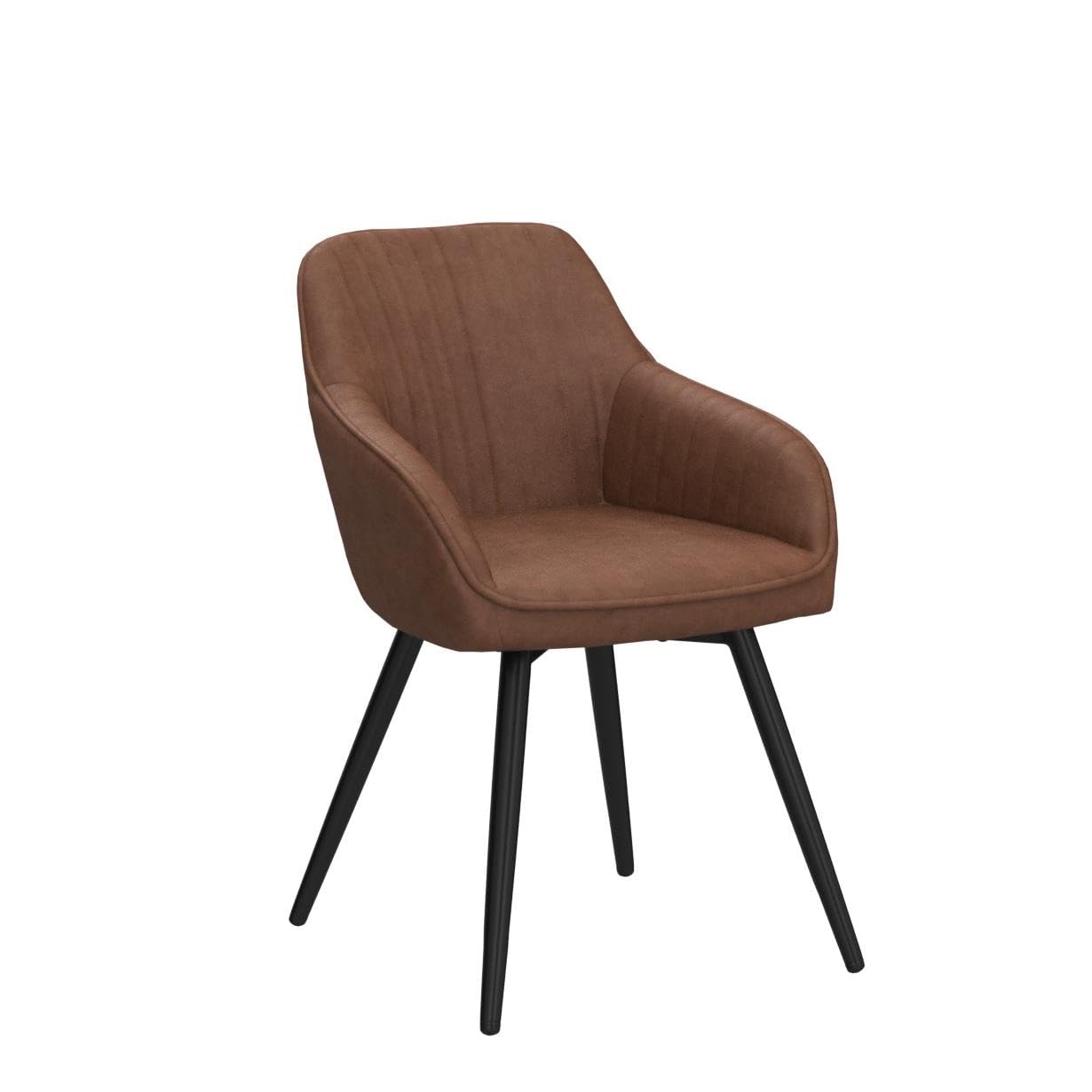 annjoe Faux Leather Accent Arm Chairs for Living Room Leisures/ Upholstered Chair with Metal Legs Set of 2 for Home Kitchen Office Bistro Cafe, Brown