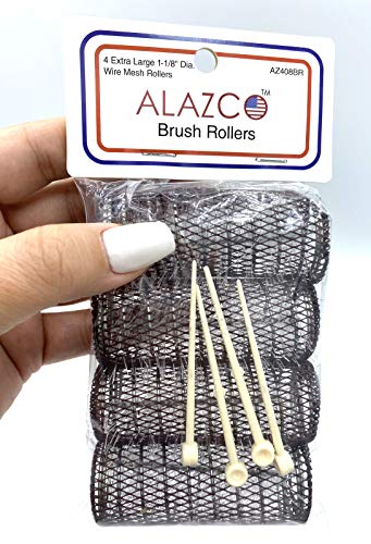 8 pc Vintage Style Hair Rollers XLarge BRUSH ROLLERS & 8 PINS (8 XL Rollers)