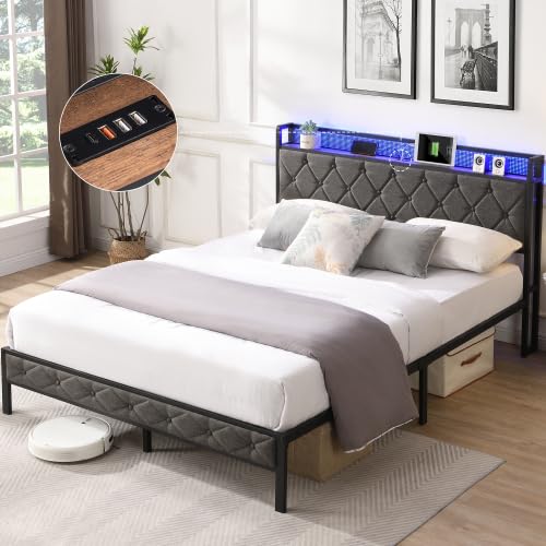 Milan Pacific Queen Bed Frame with Storage Headboard