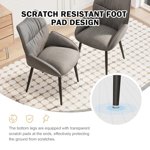 Kiztir Velvet Dining Chairs Set of 4 Modern Dining Chairs Upholstered Dining Room Chairs with Back and Metal Legs for Kitchen, Dining Room, Living Room (Grey)