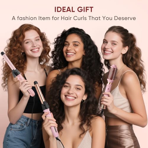 Rotating Curling Iron Set, Automatic Curling Wand for Long Hair, Easy to Use Hair Curler Get Effortless Beach Waves, 3 Sizes Ceramic Barrel 0.75" 1" 1.25" to 430°F with Home Button, Dual Voltage