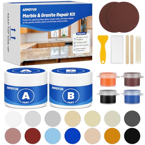 Marble and Granite Repair Kit,DLS Restoration Set,Quartz Granite Countertop Repair Kit for Chips, Dents, Cracks, Holes, Scratches, Rebuilds Missing Pieces for Multiple Surfaces