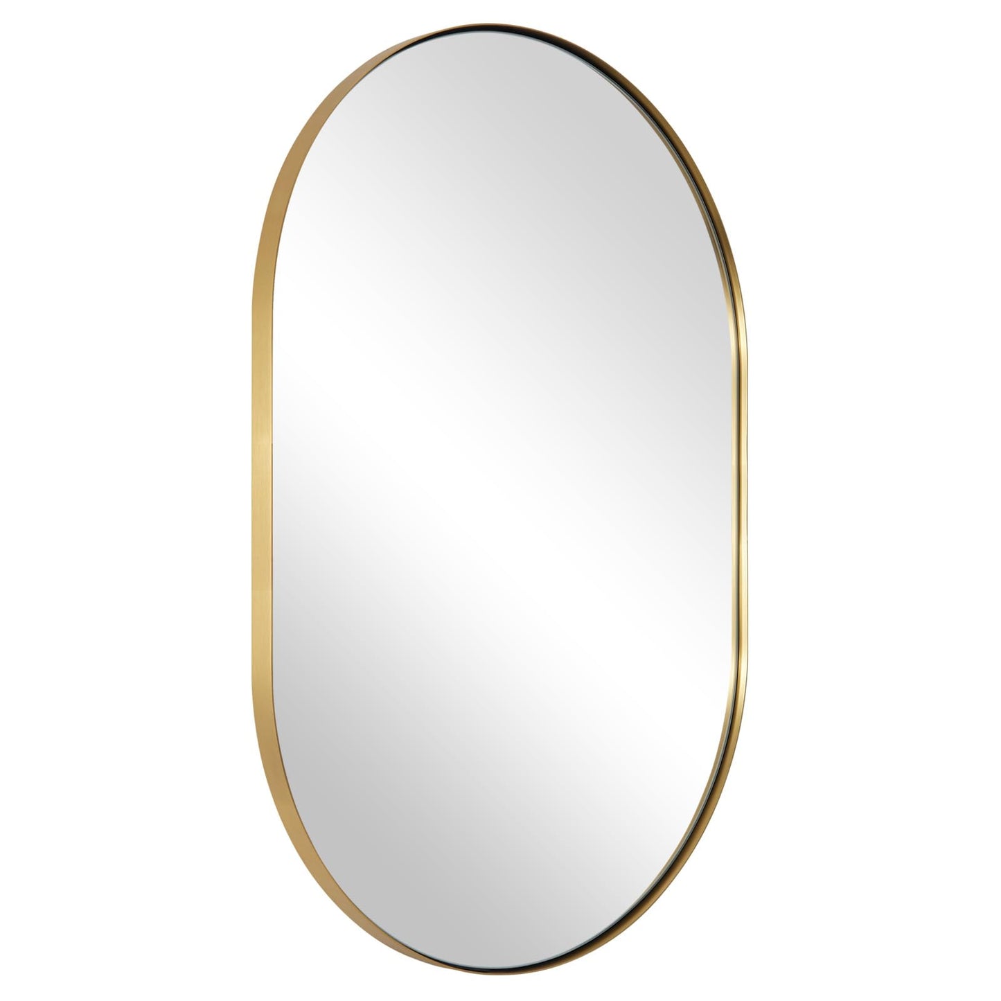 ANDY STAR Oval Bathroom Mirror, 20x33’’Oval Gold Mirror Stainless Steel Metal Frame Mirror for Bathroom, Entryway, Living Room, Contemporary 1" Deep Set Design Wall Mount Hangs Vertical or Horizontal