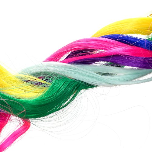 SWACC 22 Pcs Colored Party Highlights Clip on in Hair Extensions Multi-Colors Hair Streak Synthetic Hairpieces (11 Colors 22 Pcs in Set -Curly Wavy)