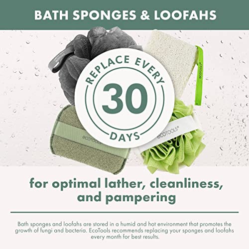 EcoTools Exfoliating EcoPouf, Shower Loofah Scrubs & Cleanses, Pouf with Recycled Netting, Exfoliation Removes Dead Skin, Eco-Friendly Bath Accessory, Cruelty-Free, Color May Vary, 6 Count (60g)