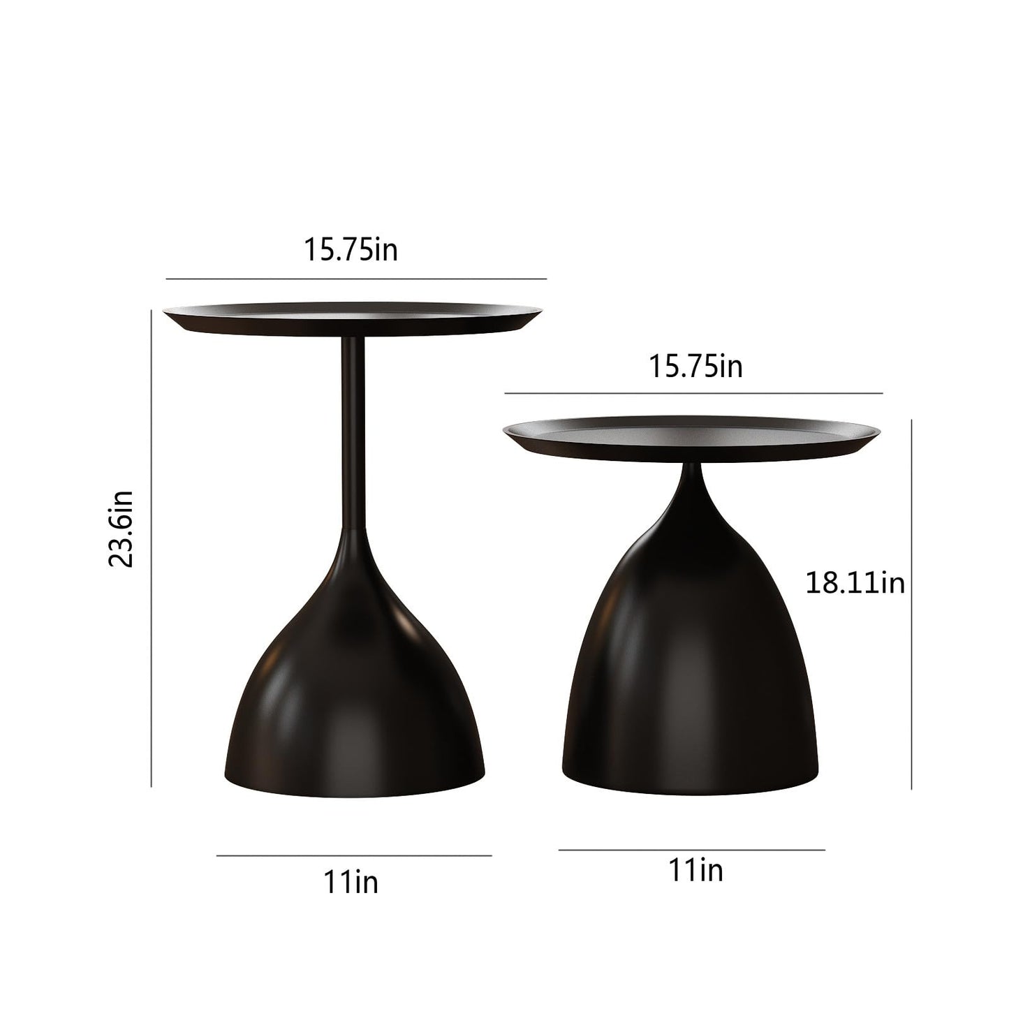 Nesting Tables, Black Side Tables, Modern End Tables for Living Room Nesting Coffee Table Set of 2,Console Table Pedestal Tables