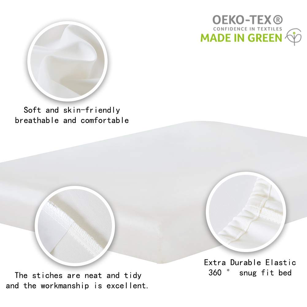ELINEN 100% Supima Cotton Sheets 600 Thread Count,Bed Sheet Set King Size Sheets 4 Pieces,Soft & Silky Sateen Weave, Fits Mattress Up to 18",Deep Pocket, Breathable & Fade Resistant(Ivory,King)