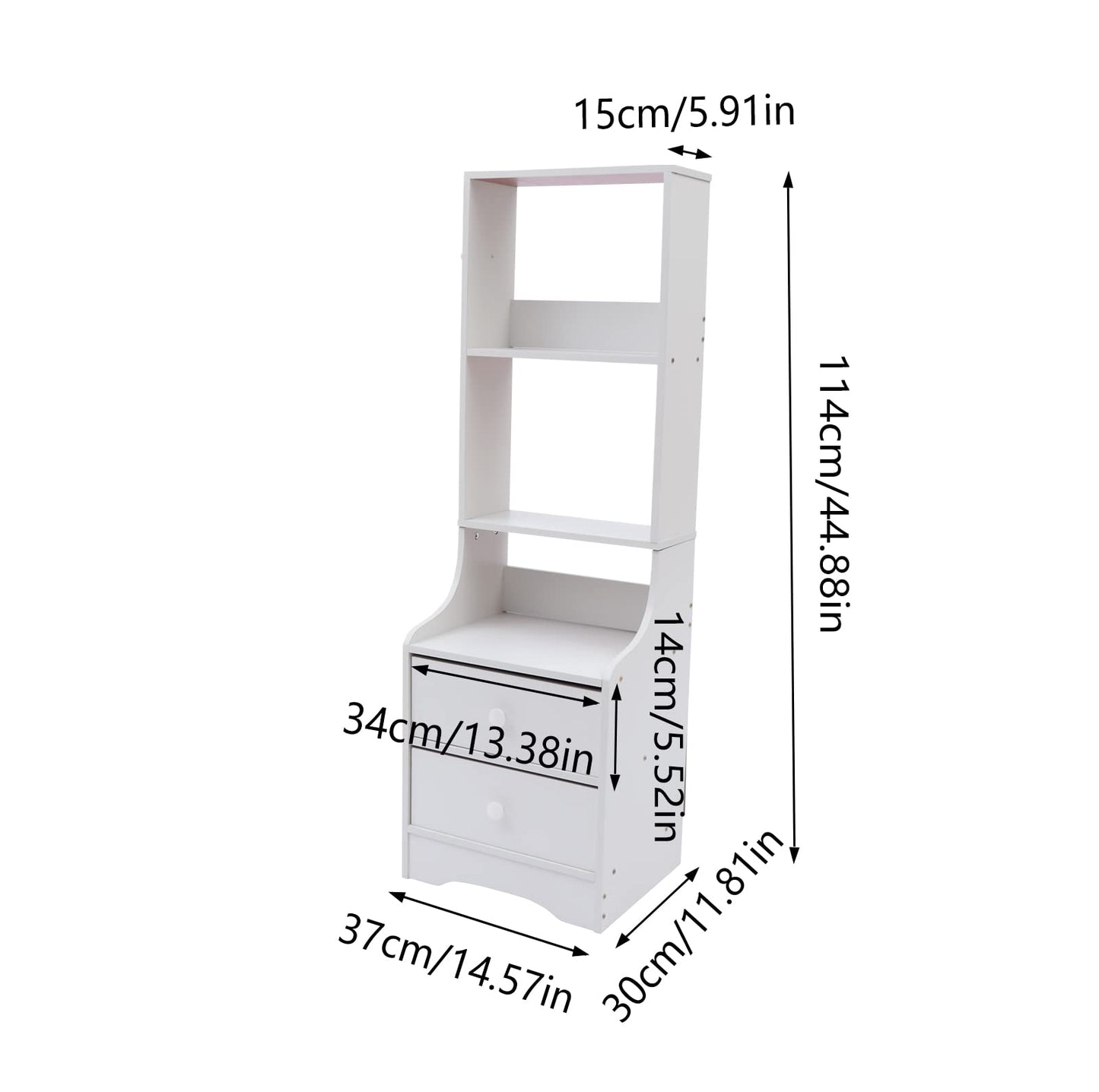 Modern Nightstand, Tall Bed End Table/Bedside Table for Bedroom Living Room, Bed Side Table/Night Stand with Storage Shelf and 2 Drawers
