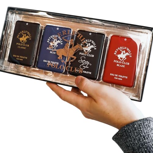 Beverly Hills Polo Club Pocket Size Collection, 4 Piece Cologne Gift Set for Men, Pack of 1,0.68 fluid_ounces
