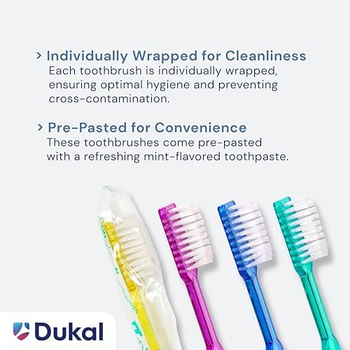 Dukal Fast Brush Pre-Pasted Disposable Toothbrushes (Box of 100)