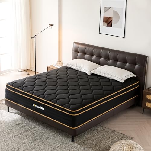 Nocavellis Queen Mattress 12 Inch, Queen Size Mattresses in a Box, Cooling Gel Memory Foam, Pressure Relief, Breathable Comfort Soft Bed Hybrid Mattress, Medium Firm Feel