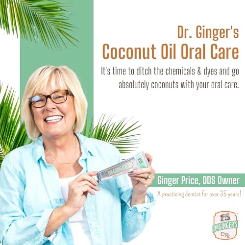 Dr. Ginger's Coconut Oil Charcoal Toothpaste for Sensitive Teeth and Gums - Mint Flavor, 4oz 2pcs - All-Natural White Activated Charcoal Whitening Toothpaste – Freshens Breath and Reduces Plaque