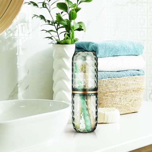 2PCS Travel Toothbrush Case Portable Toothbrush Holder Cup Storage Container for Home Bathroom Trip School - Green (Green) (2)