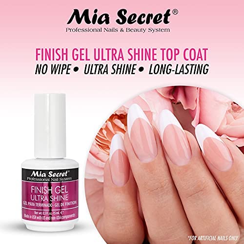 Mia Secret Finish gel MINI top coat for gel or acrylic nails - ULTRA SHINE Finish Gel - High gloss top coat for artificial nails (Single)