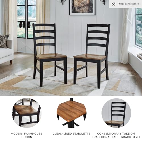 Signature Design by Ashley Wildenauer Rustic Armless Dining Chair, Set of 2, Black & Light Brown