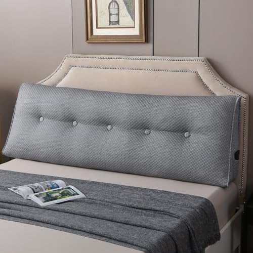 ZTVZTV Wedge Headboard Pillow for Bed, Queen Dorm Headboard Pillow Support for Sitting Up, Reading, Relaxing, Bolster Pillow with Removable Washable Cover, Gray