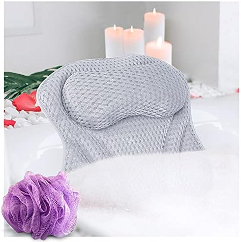 SelectSoma Premium Bathtub Pillow with Thick 4D Mesh for Head, Neck & Back Support - Luxury Quick-Drying Bath Pillow with 6 Strong Suction Cups for Tub Comfort