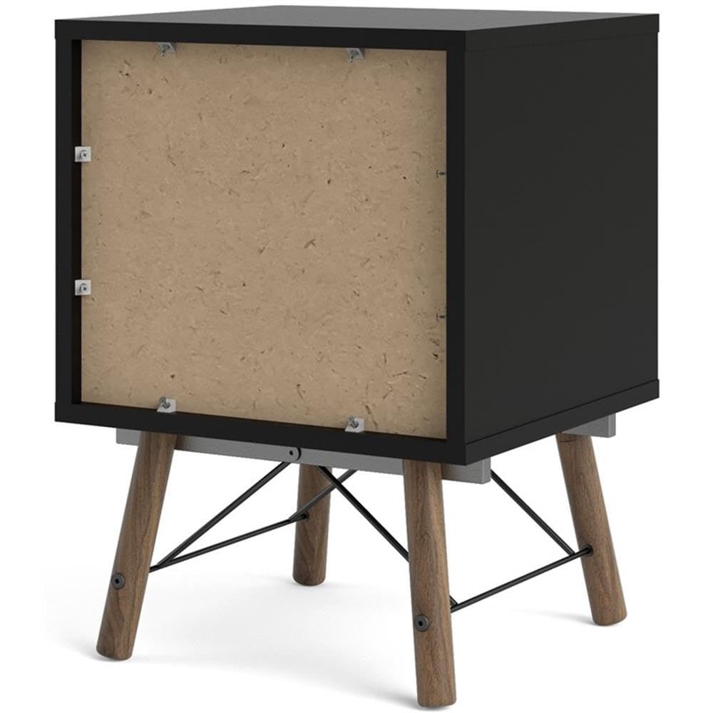 Tvilum Ry 2 Drawer Nightstand, Black Matte and Walnut