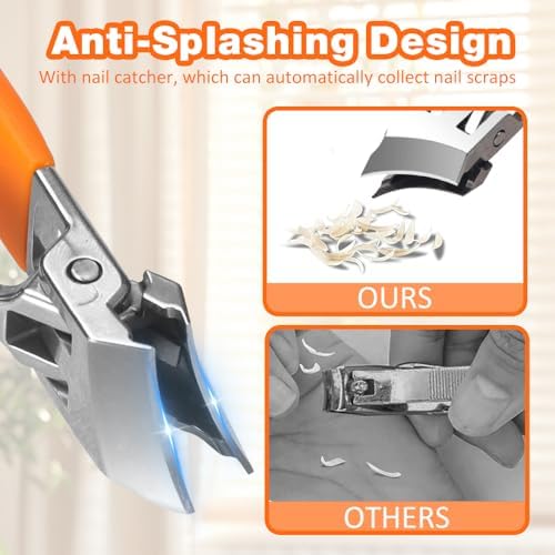 Wide Jaw Opening Anti-Splash Slanted Nail Clipper, 2025 New Fingernail and Toenail Clippers for Ingrown Nails, Long Handle Splashproof Nail Clippers, Wide Mouth Toe Nail Clippers (Black, 1PC)
