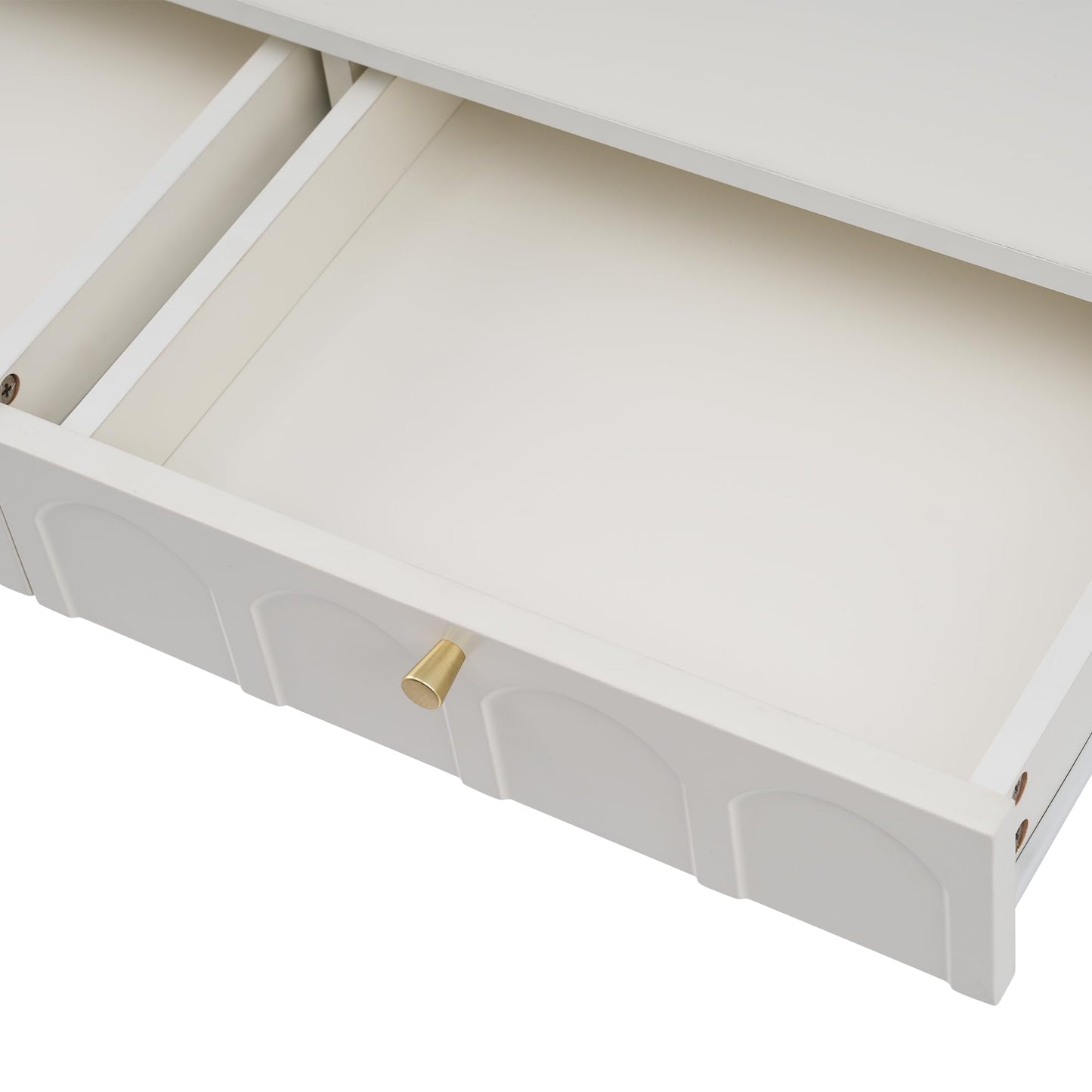 MATONELL Modern Style Double Drawer Dressing Table - Combining Wood & Metal Legs - Spacious Storage, Durable - Suitable for Bedroom, Living & Office - Multi-Purpose Use