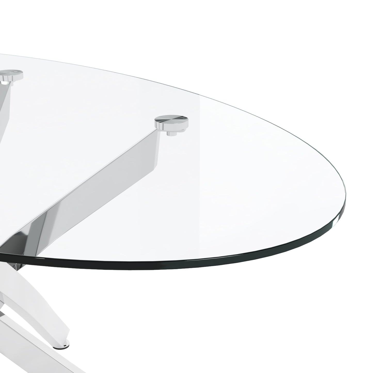 NIERN Glass Coffee Table with Chromed Legs, Oval Modern Living Room Center Table for Home Office Living Room (Silver)