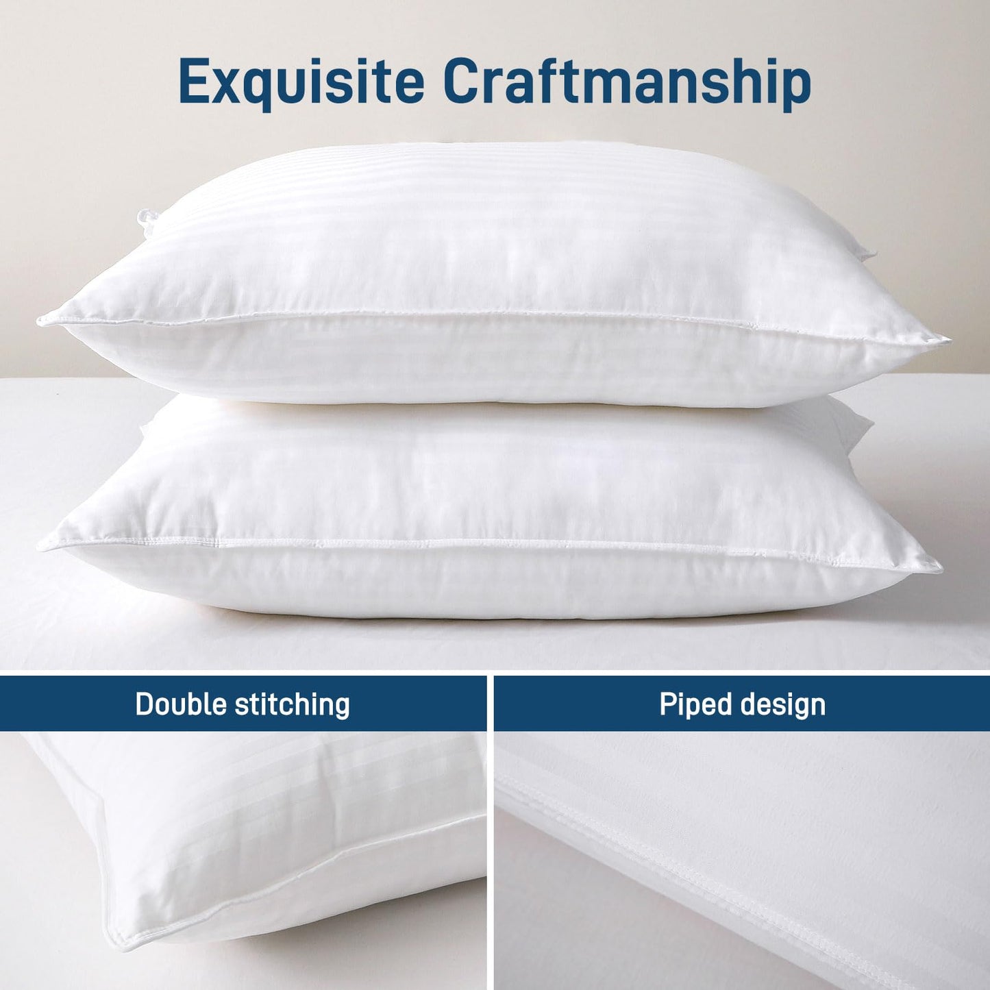 Ankwos Hypoallergenic Side Sleeper Pillows Queen/Standard Size Set of 2 - Soft and Cooling - Hotel Quality Soft Pillows with Cotton Cover Down Alternative Filling,Oeko-TEX Certified
