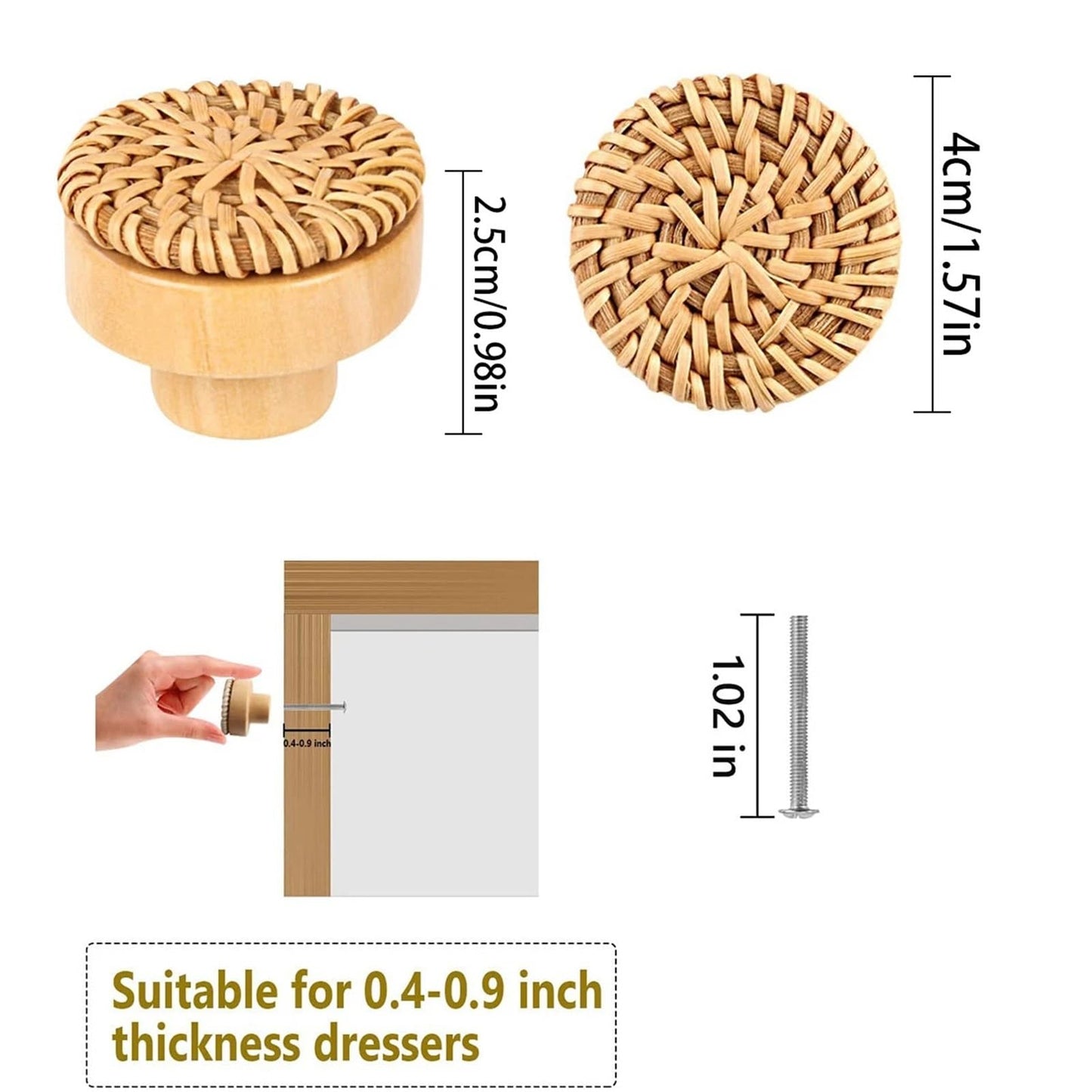 Rattan Knobs 22Pcs Vintage Rattan Handles - Furniture Cabinet/Dresser/Drawer Knobs for Cabinet