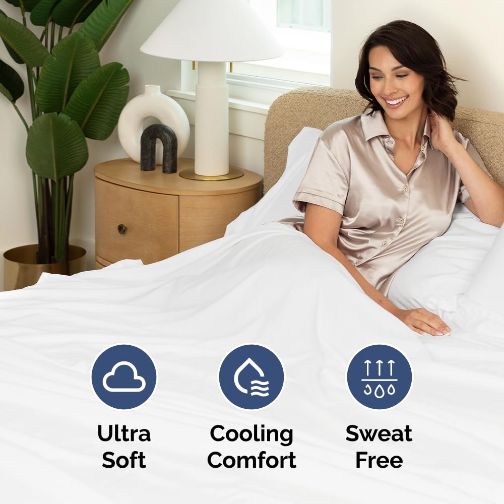 Extra Deep Cal King Sheet Set - 6 Piece Breathable & Cooling Sheets - Hotel Luxury Bedding Set w/18-24 Inch Extra Deep Pockets - Easy Fit - Super Soft, Wrinkle Free and Comfy - White, Cal King Size