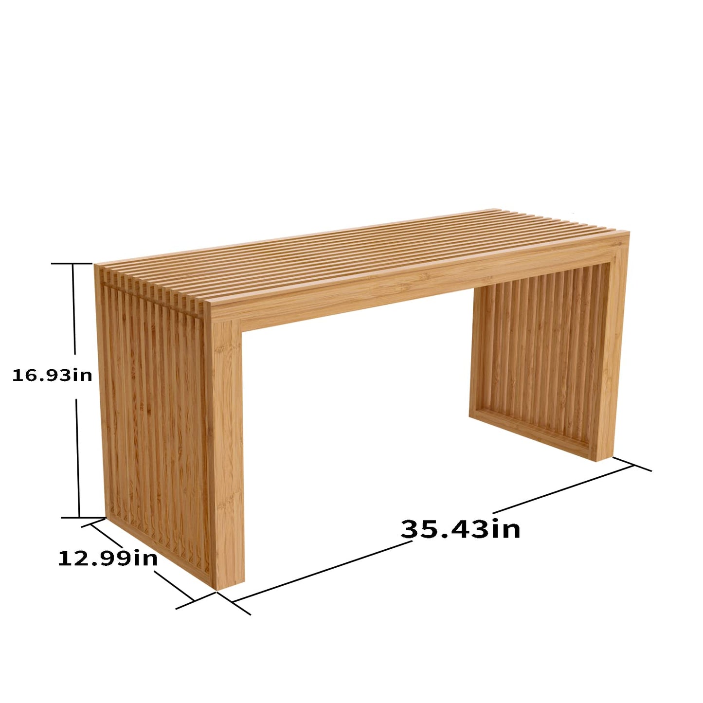 APRTAT Bamboo Dining Bench, 35 Inch Farmhouse Decor Indoor Kitchen Table Bench with Outdoor & Entryway Functionality