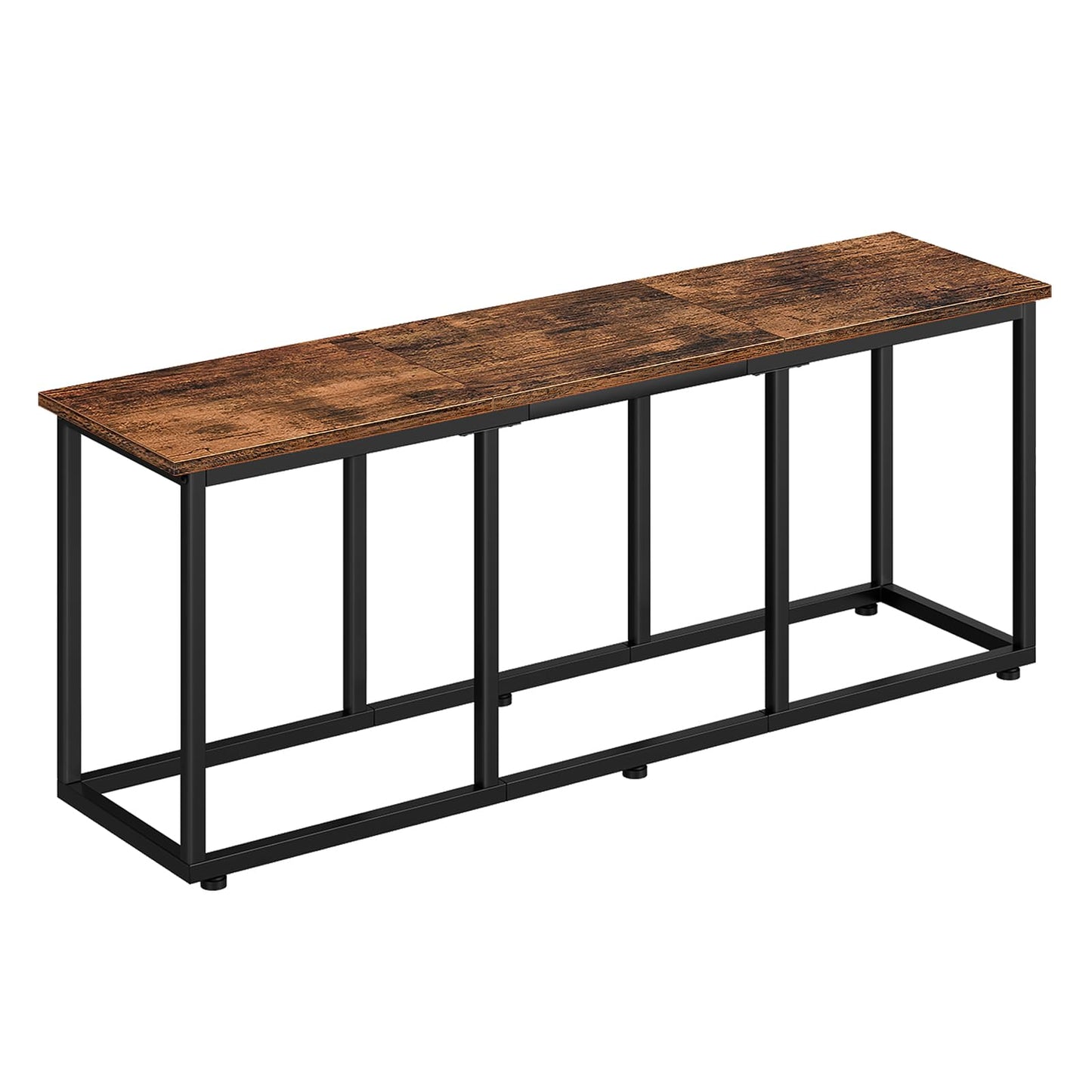 HOOBRO Dining Bench, 47.2 Inch Dining Table Bench, Industrial Style Kitchen Bench, Steel Frame, Easy to Assemble, for Kitchen, Dining Room, Rustic Brown and Black BF45CD01