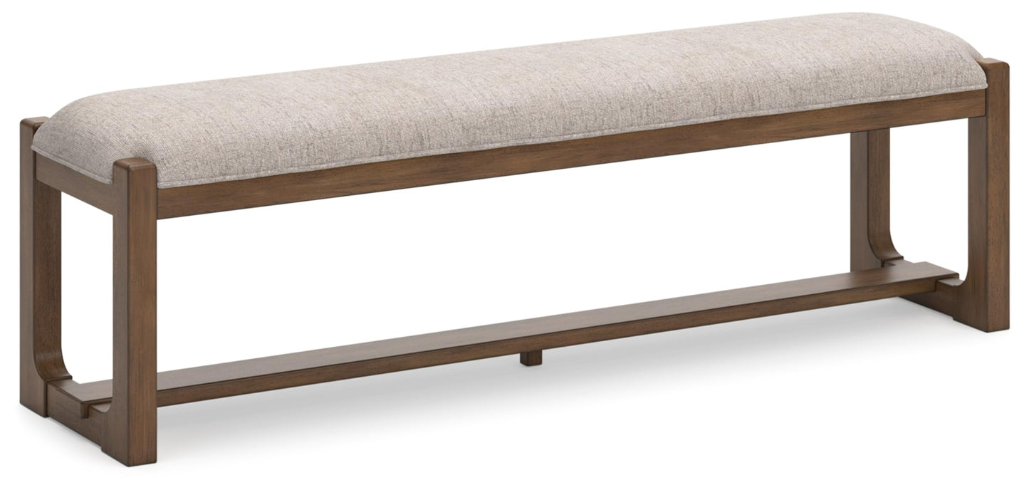 Signature Design by Ashley Cabalynn Farmhouse Upholstered 63" Dining Bench, Beige & Light Brown