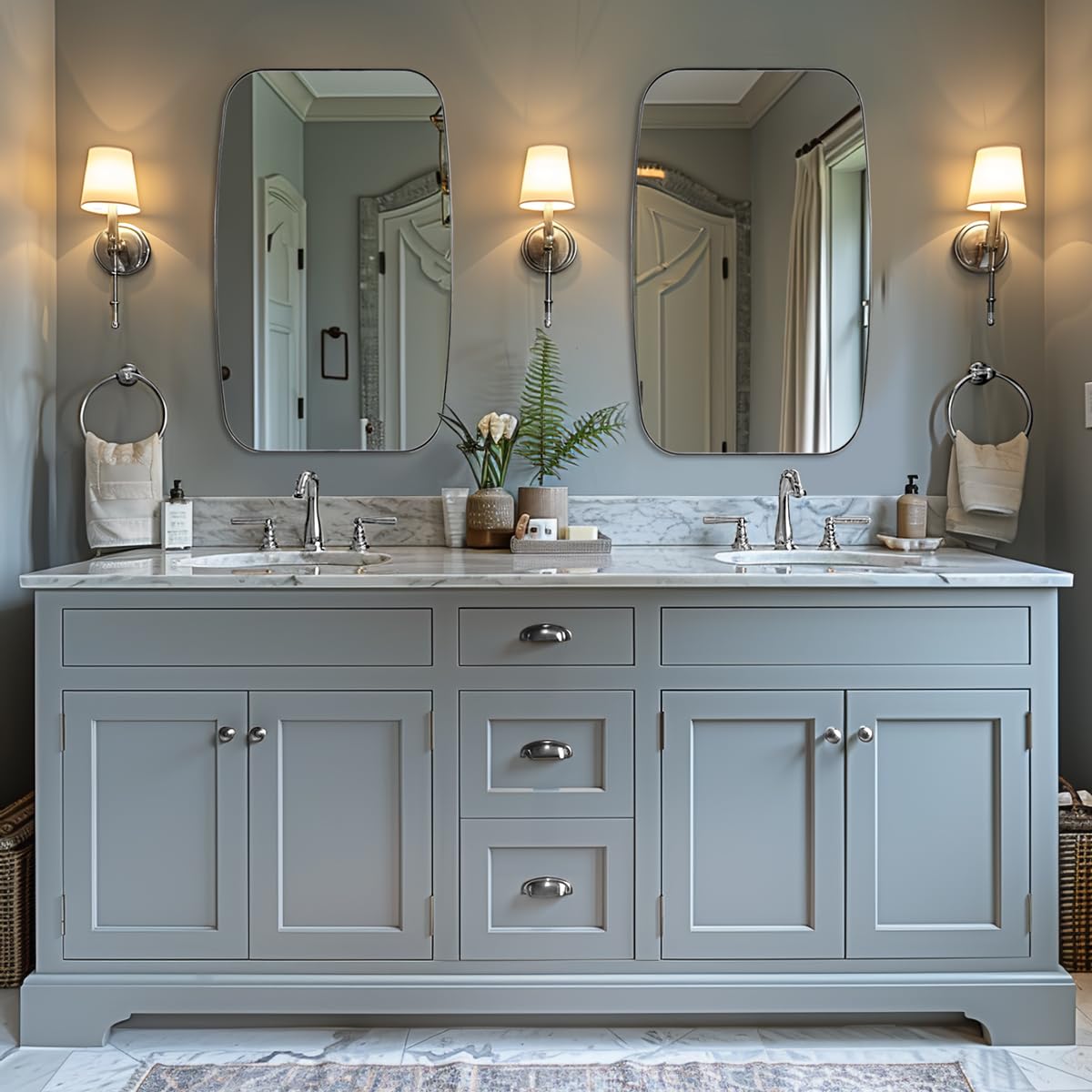 ANDY STAR Chrome Bathroom Mirror, 30x48 Inch Polished Chrome Oval Mirror for Bathroom with Stainless Steel Metal Frame, Oblong Mirror for Bathroom, Living Room, Entryway