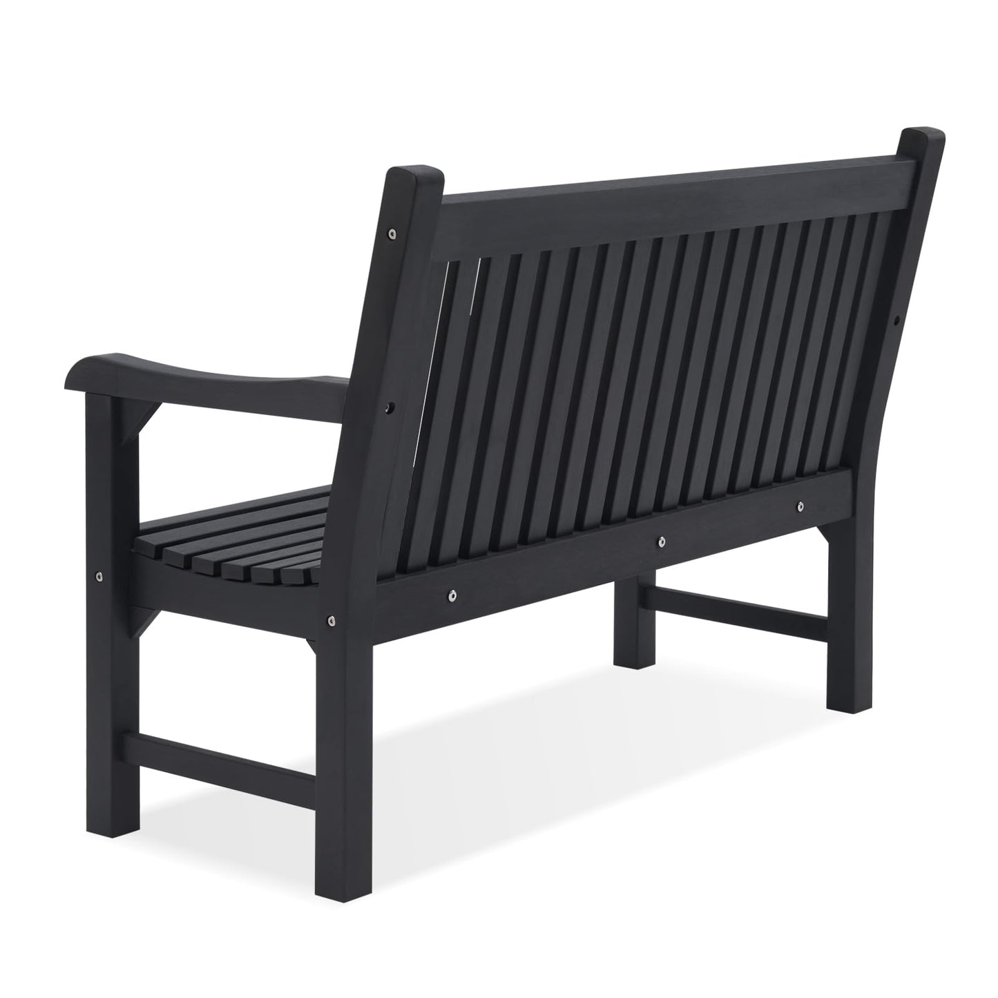 Psilvam Garden Bench, 2-Person Poly Lumber Patio Bench, All-Weather Outdoor Bench That Never Rot, Memorial Bench, Suit for Garden, Porch and Park (Black)