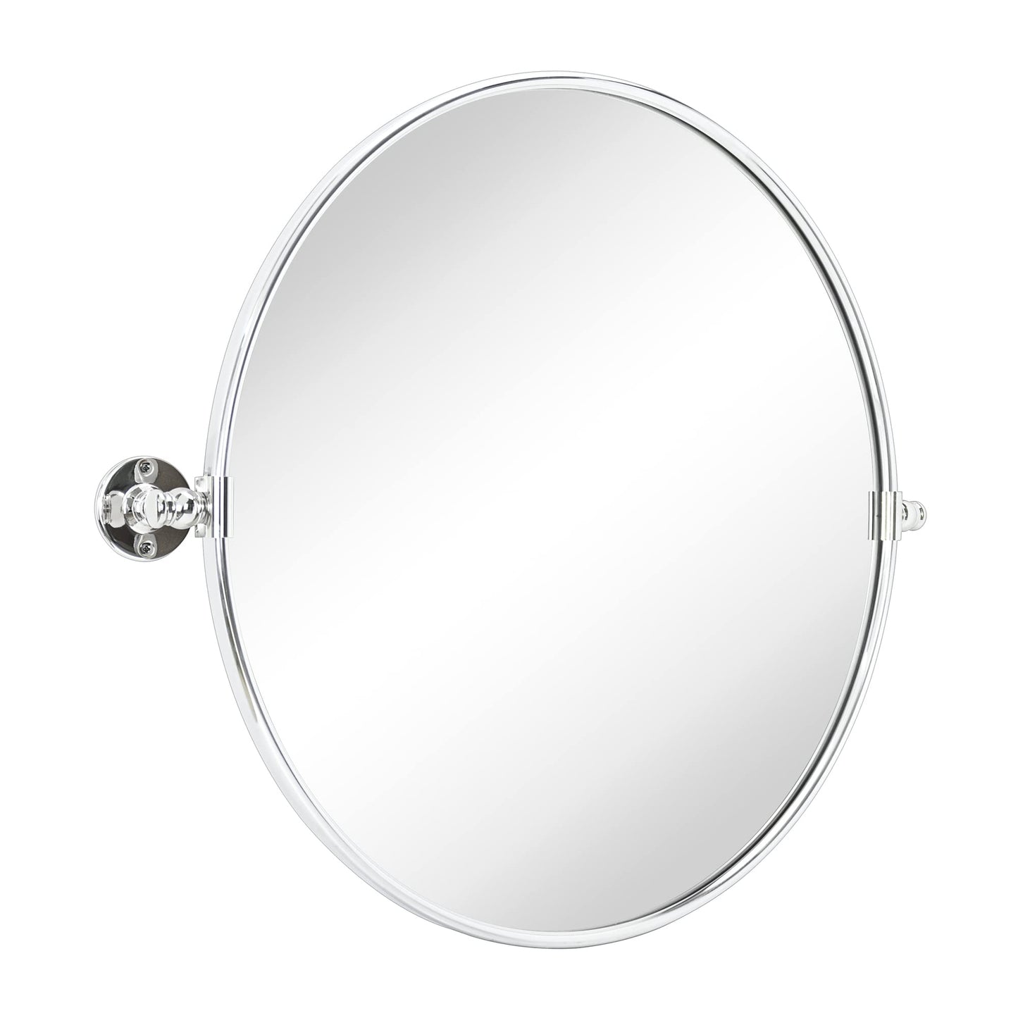 TEHOME Round Pivot Bathroom Mirror Chrome Circle Metal Framed Tilting Vanity Mirrors for Wall