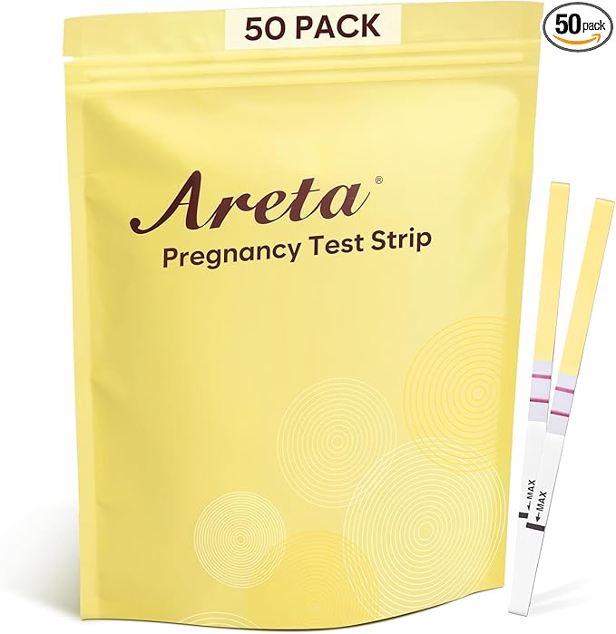 Areta Pregnancy Test Strips: 50-Pack hCG Tests, Highly Accurate and Rapid Results for Early Detection The Day After Your Missed Period