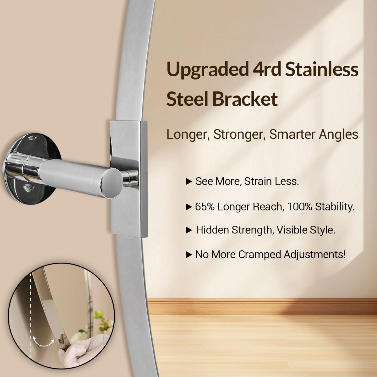 ANDY STAR Oval Bathroom Mirror, 22" x 34" Chrome Stainless Steel Metal Frame Pivoting Mirror for Over Sink with Adjustable Tilting Design, Vanity Mirror for Modern Wall