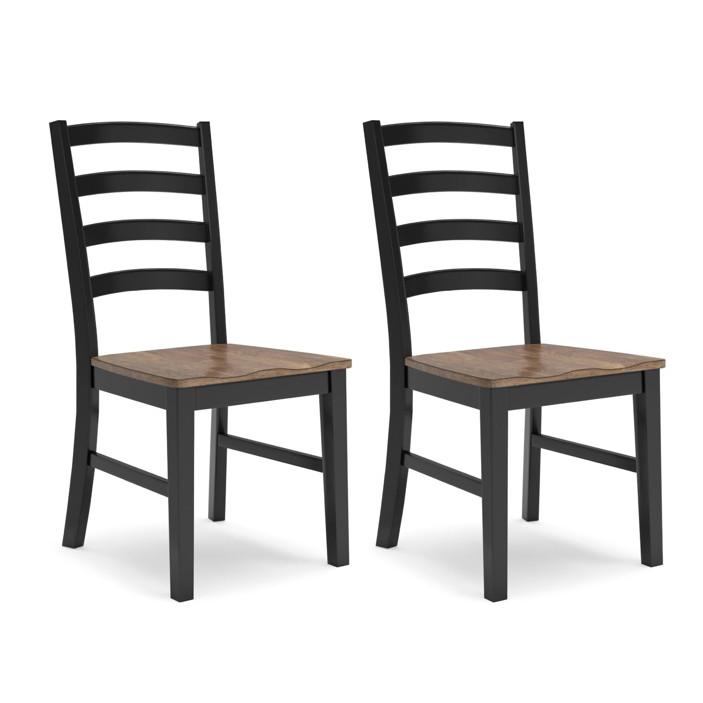Signature Design by Ashley Wildenauer Rustic Armless Dining Chair, Set of 2, Black & Light Brown