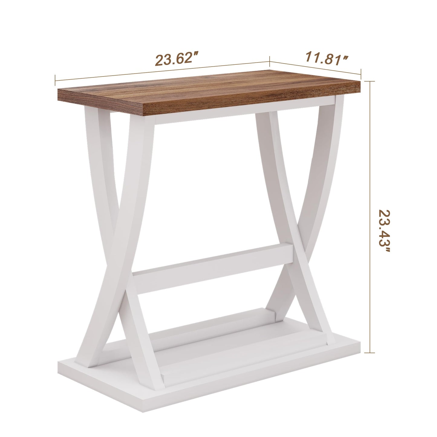 ChooChoo Farmhouse End Tables Living Room Set of 2, Narrow Side Table with Storage Shelf, Modern X-Design Slim End Table for Living Room, 11.8" D*23.6" W*23.4" D