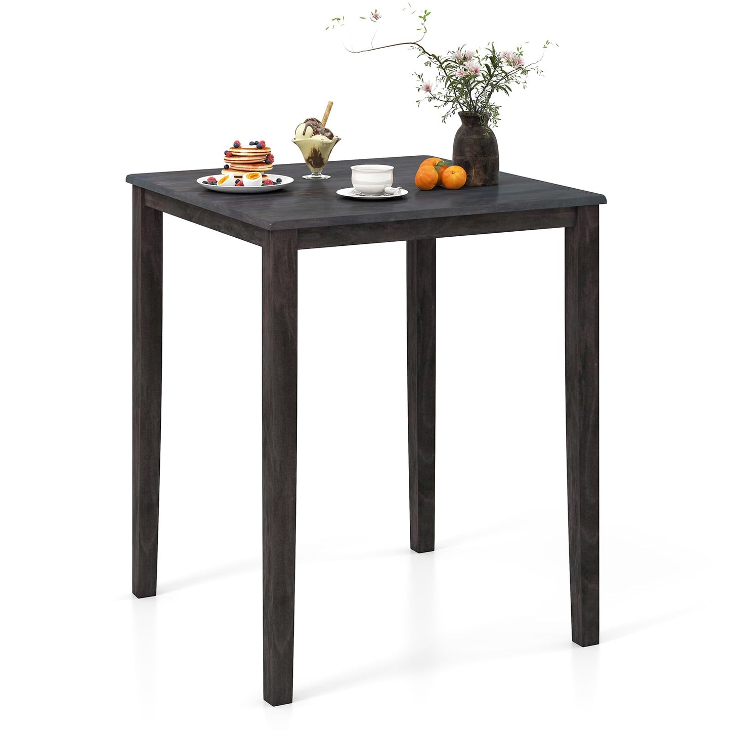 GOFLAME Square Dining Table for 2-4 People, Counter Height Pub Table with Rubber Wood Legs, Wooden Kitchen Table for Dining Room, Bistro, Restaurant, Small Space
