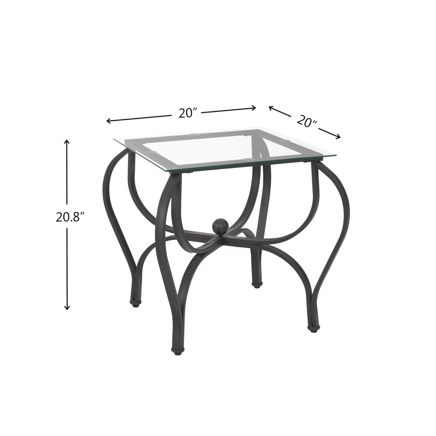 FILINGSKY 3-Piece Coffee Table Set, Tempered Glass Surface Living Room Sets, Coffee Table & 2 End Side Table, Metal Frame for Living Room, Home Office (Glass)