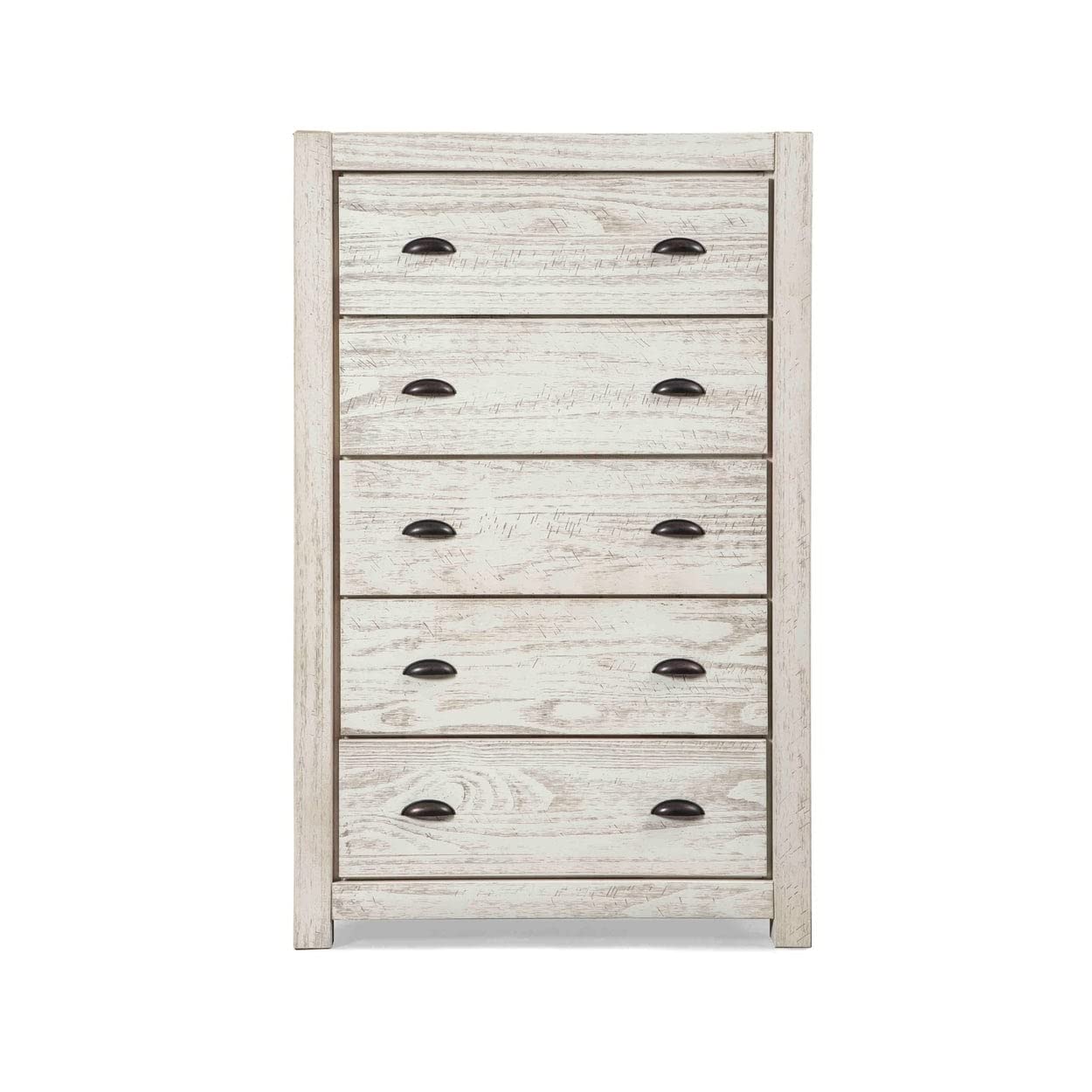 Grain Wood Furniture Montauk 5-Drawer Chest, Solid Wood with a Rustic Grey Finish