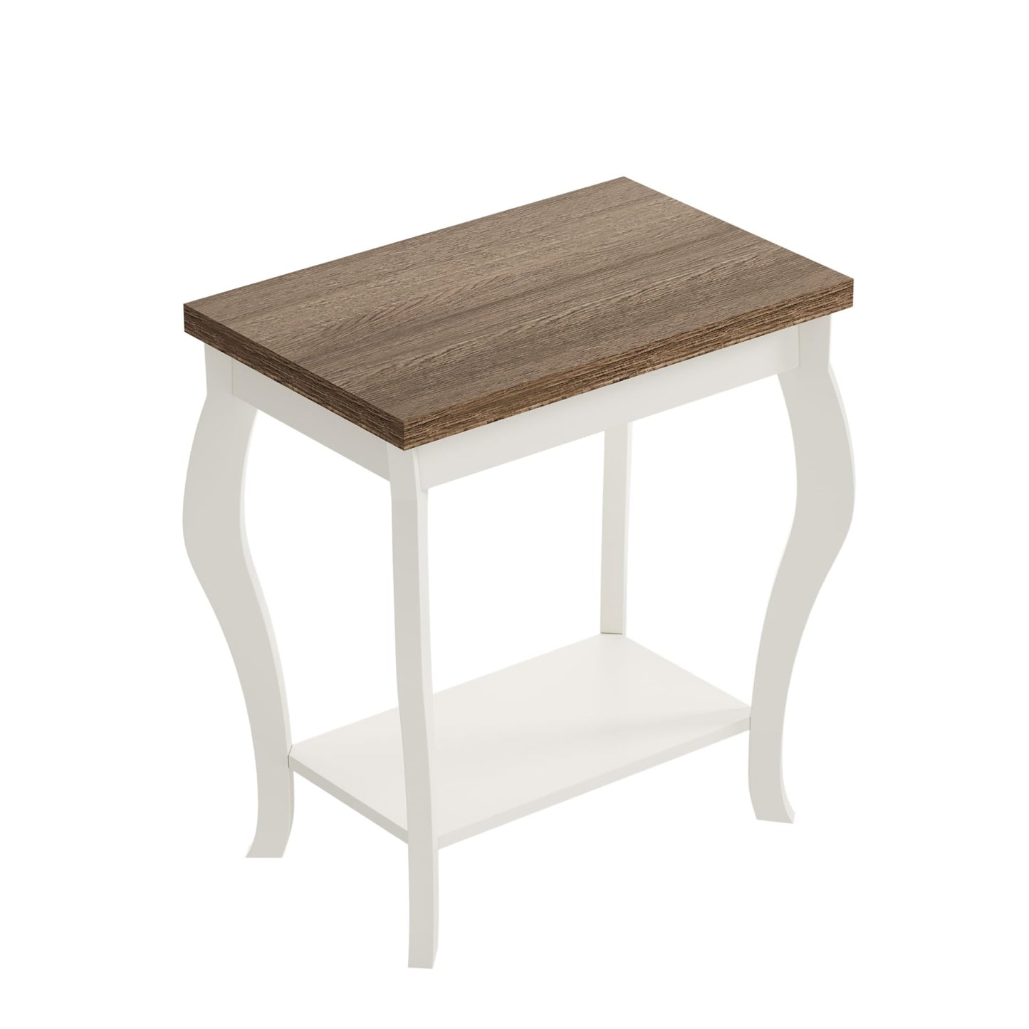 ChooChoo End Tables Living Room, Side Tables Living Room with Curved Legs and Storage Shelf, Small End Tables for Small Spaces, Soft White