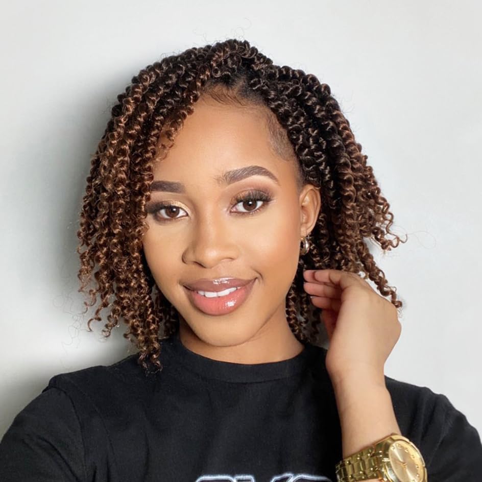 Passion Twist Crochet Hair 8Inch Passion Twist Hair 8 Packs Pre Looped Passion Twist Curly Crochet Hair Short Crochet Hair for Black Women Extensions (T30-8pack)…