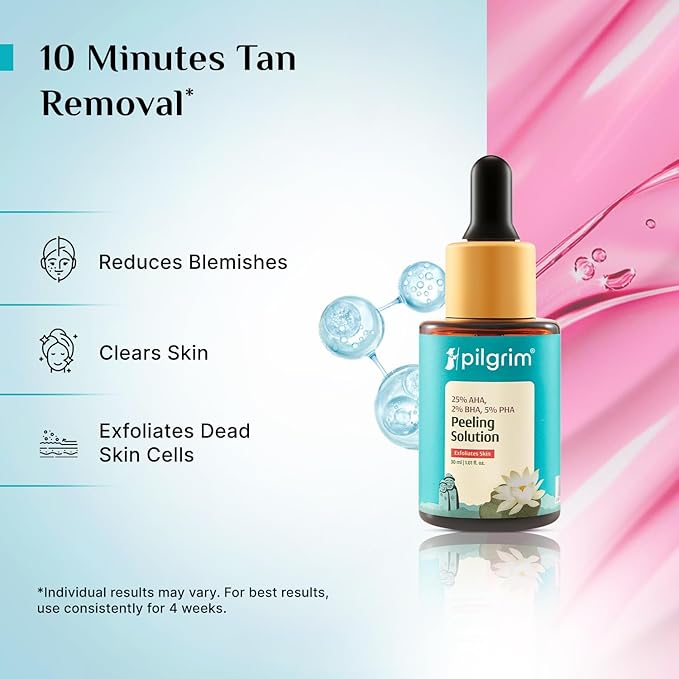 Pilgrim 32% AHA BHA PHA Peeling Solution | Exfoliant for Radiant, Even-Toned Skin | Weekend Facial Peel for Deep Cleansing | Suitable for Men & Women | 1.01 Fl Oz (30ml)