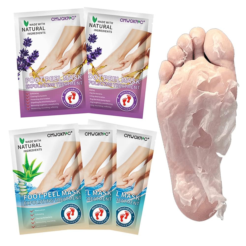 5 Pack Foot Peeling Mask,Exfoliator Peel Off Calluses Dead Skin Callus Remover,Foot Mask for Dry Cracked Feet,Foot Peel Mask for Men and Women Feet Peeling Mask for Mothers Day Gifts