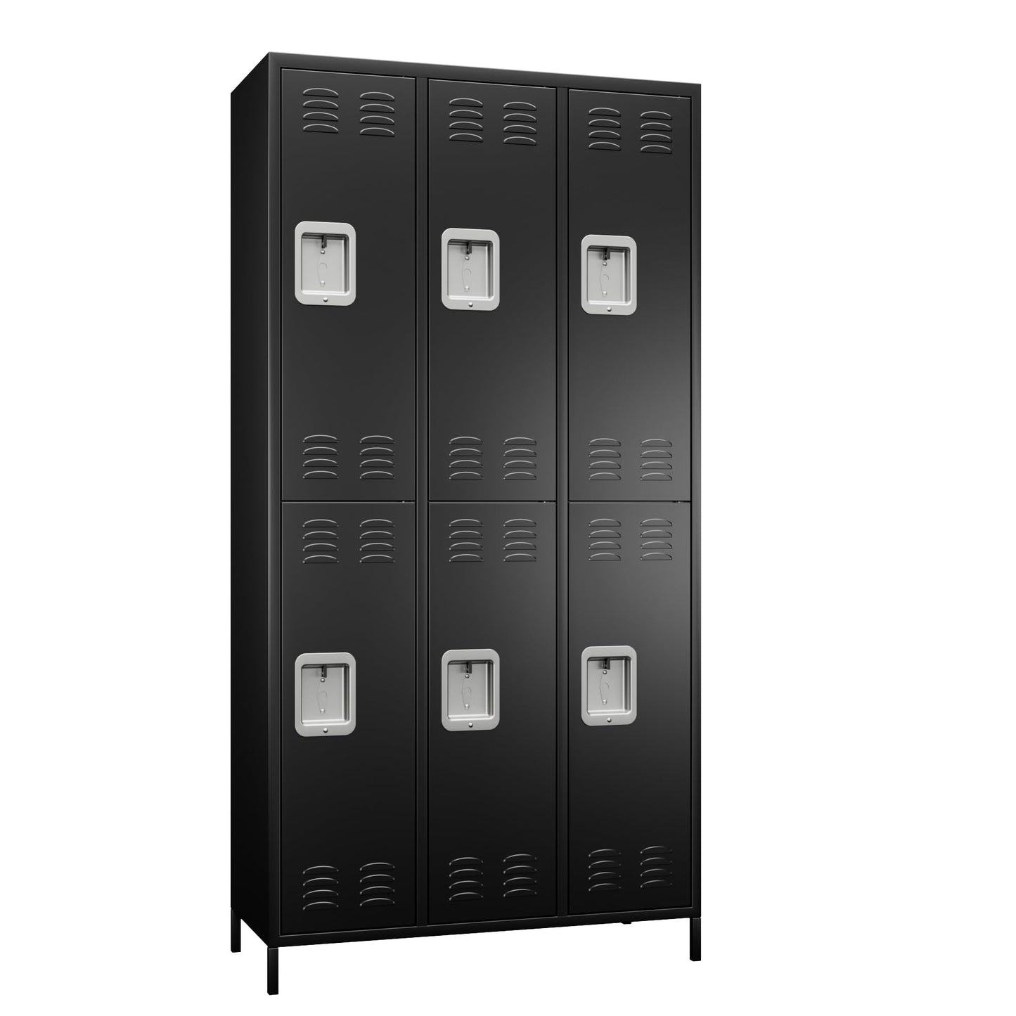 Aobabo Metal Locker for Employees, 6 Doors Metal Locker Cabinet with Lock, Industrial Storage with 18 Hooks, Storage for Office Gym, Dormitory, Assembly Required, Black