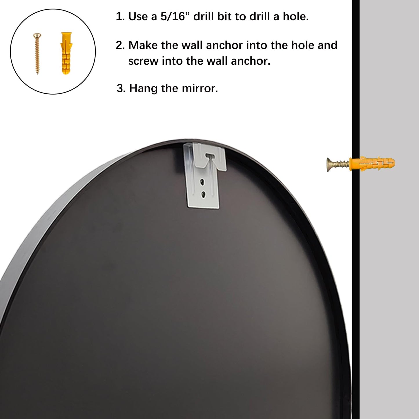 Sunniry Black Round Mirror, Round Mirror 24 inch, Black Circle Mirrors Metal Frame, Wall Mounted Mirrors for Living Room, Bathroom, Wall, Entryway, Rustic.