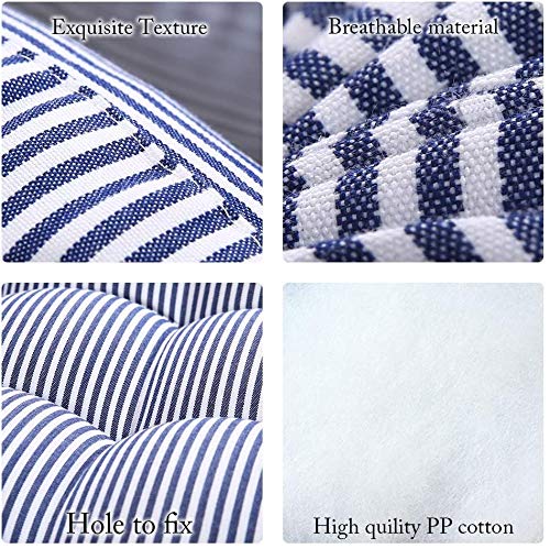 Tiita Indoor/Outdoor Cushions 22 Inch Round Striped Chair Cushions for Patio Garden Seat Cushion Pads for Home Floor Pillows Window Pad Set of 2, Blue