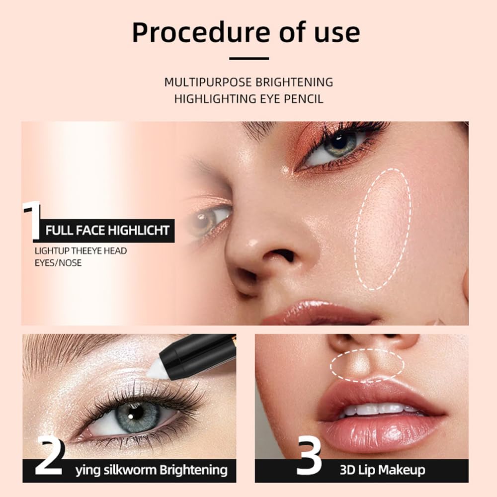 Monochrome Cream Glitter-Shimmer Eye Shadow Stick Palette makeup | 2-in-1 Eyeshadow & Eyeliner Pencil for Women | Waterproof, Vegan & Cruelty-Free | Sombras Para Ojos | 03 Shimmer Rose Gold